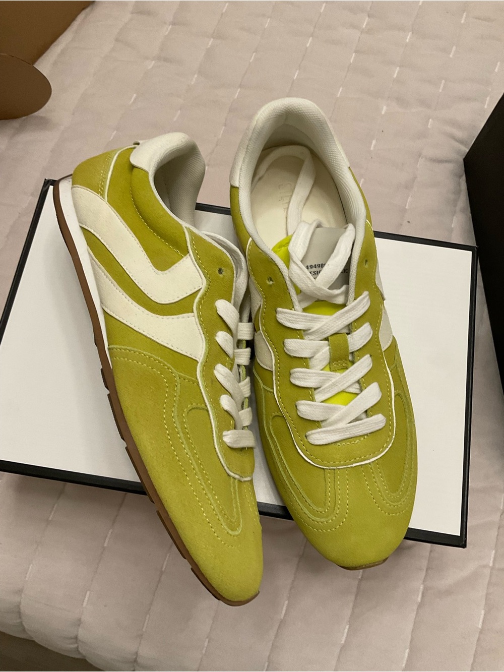 Steve Madden Lime Green Suede Sneakers with White Accents - Picture 2 of 2